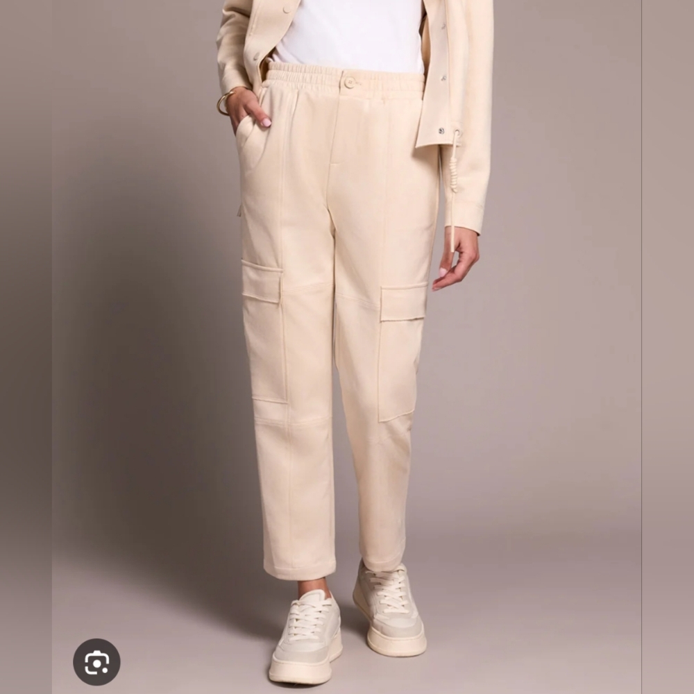 Tribal Jeans Pants NWT Size S White Cream Cargo Faux Suede Pockets Cozy Boho